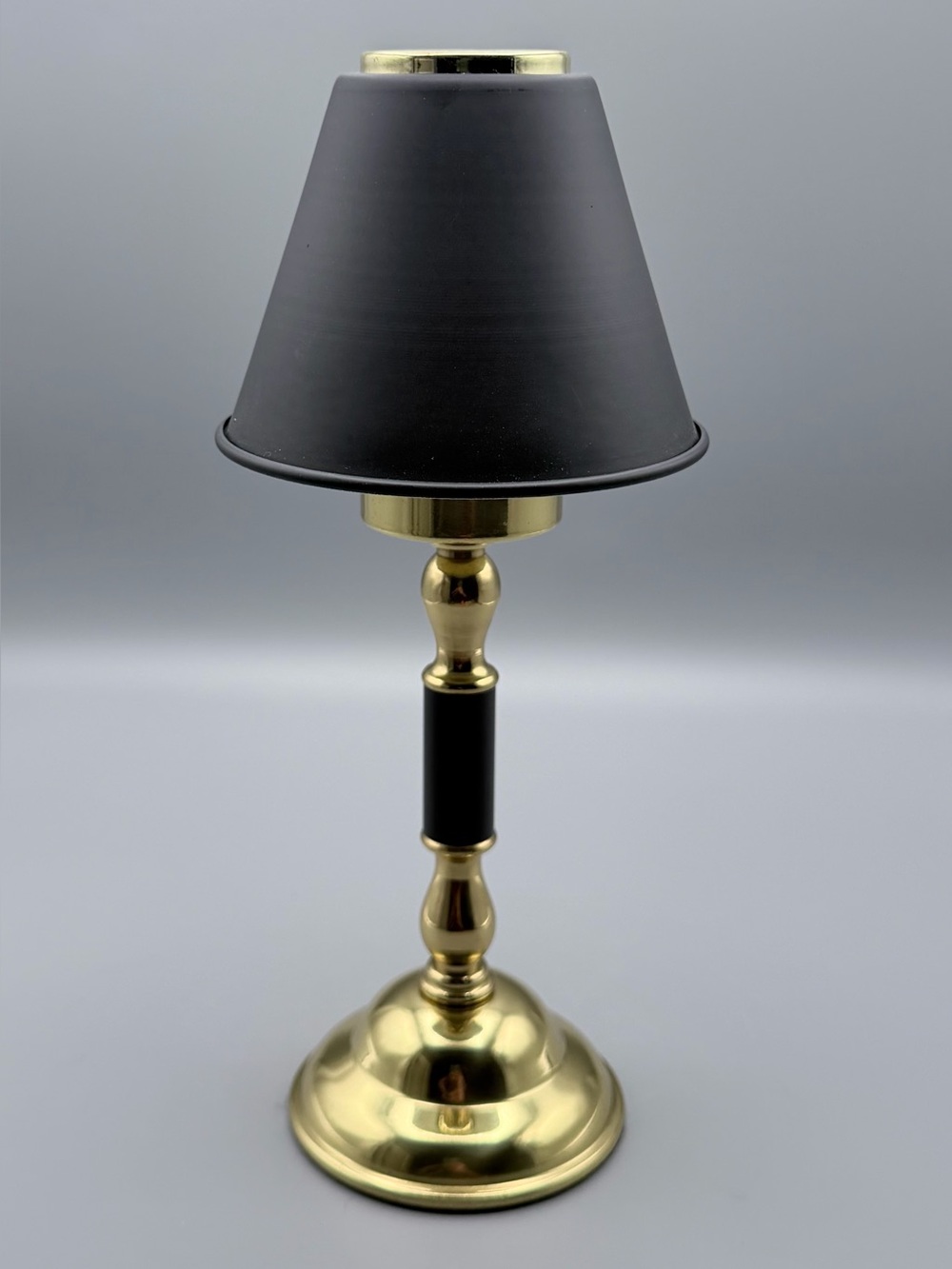 Vintage Brass Candlestick with Shade 11in Tall Made In Taiwan Candle Holder EUC